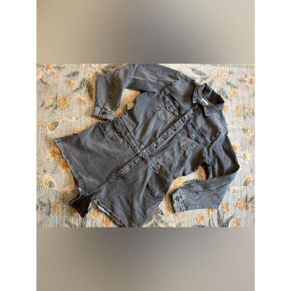Good American Long Sleeve Jean Romper Size 5